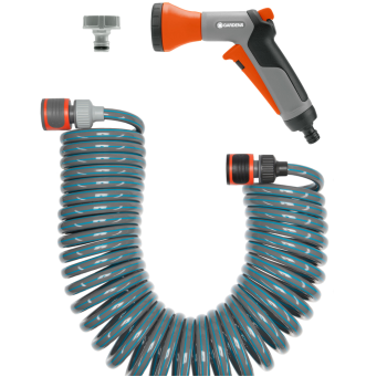 Flexible d'arrosage spiral Gardena 10 m + Accessoires