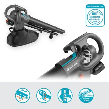 Aspirateur souffleur broyeur 3-en-1 PowerJet Collect 18V P4A,Kit prêt-à-l’usage