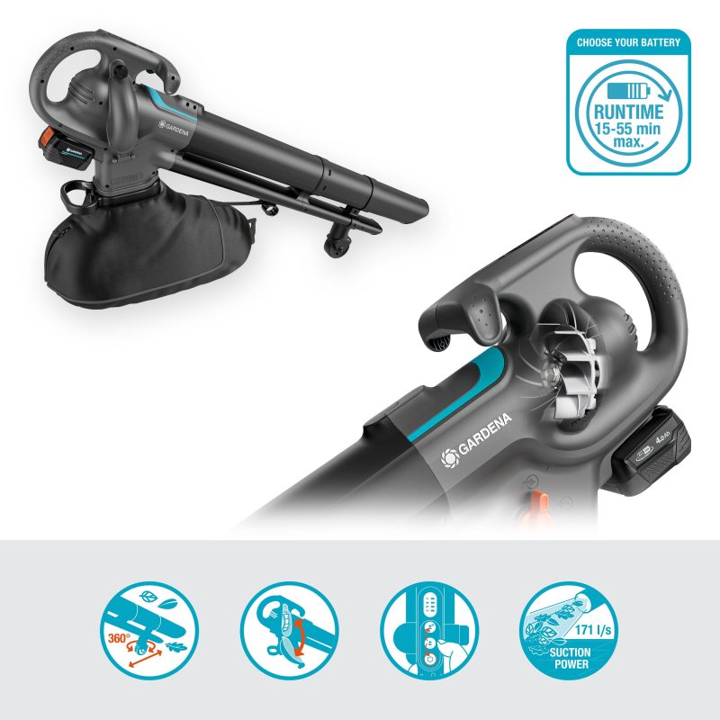Aspirateur souffleur broyeur 3-en-1 PowerJet Collect 18V P4A,Kit prêt-à-l’usage